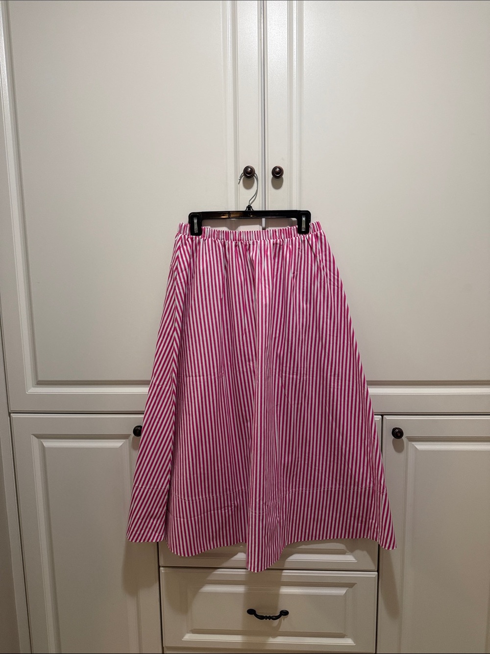 NWT Cotton Pink pinstripe poplin midi skirt sz M - Picture 2 of 5